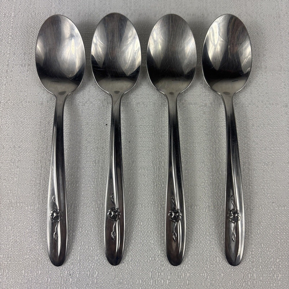 Sears Roebuck Provincial Rose Stainless Teaspoon 6 1/8"‎ Set Of 4